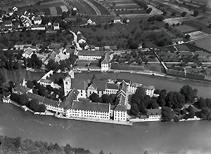 Abbaye de Rheinau, Canton de Zurich, Suisse, Clinique psychiatrique (1919), Bibliothèque ETH, Foto Walter Mittelholzer