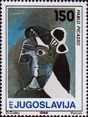 Pablo Picasso, Frau, Yugoslawische Briefmarke (1986)