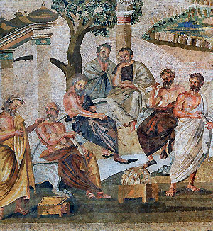Akademie des Plato, Römisches Mosaik, Pompeji (1. Hälfte 1. Jh.)