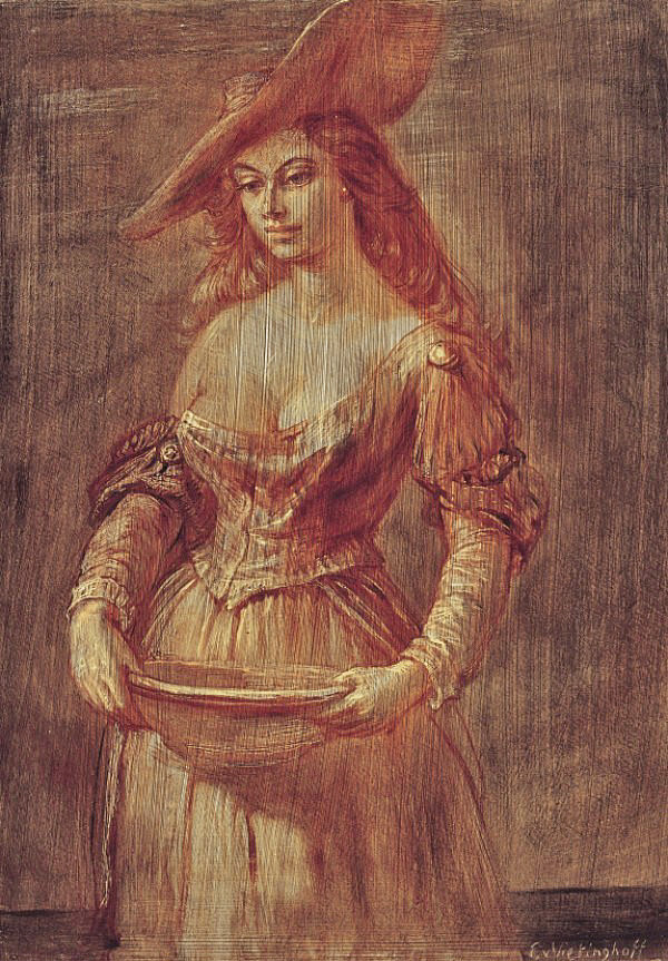 Young woman with a bowl, I