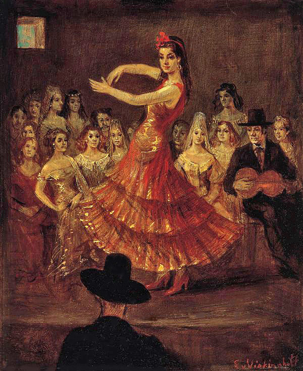 Flamencotänzerin in rotem Kleid