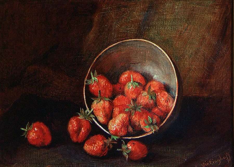 Erdbeeren aus Kupferschale